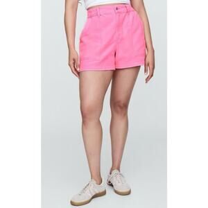 Gap Pink Ultra Soft Denim Cotton 4" Utility Baggy Shorts Women's Size XL Hi-rise